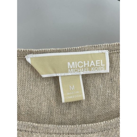 Michael Kors Women's Lightweight Beige Long Sleeve Knit Tunic Top Shirt Medium - Picture 3 of 10